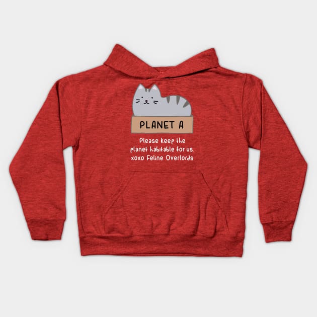 Gray Cat - Habitable Planet (Red) Kids Hoodie by ImperfectLife